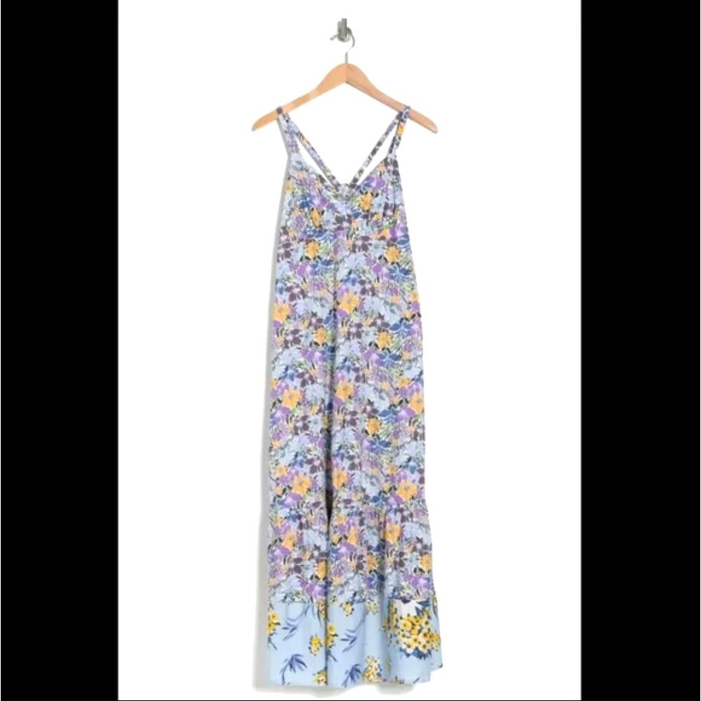 STITCH DROP Maxi Dress XL Ditsy Floral Sleeveless Smocked Pockets Side Zip Boho - Picture 6 of 15